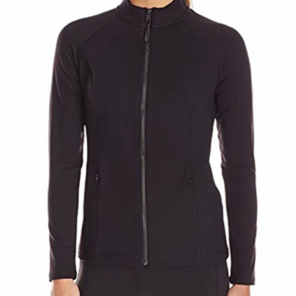 NYDJ Jet Black Zip Front Sport Trainer Jacket Athletic Workout Activewear